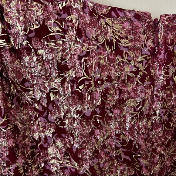 JONATHAN SIMKHAI Metallic Silk Jacquard Puff-Sleeve Sheath Dress Size 8 - Picture 10 of 10